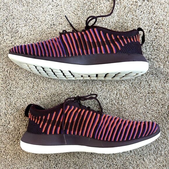 Nike Roshe Two Flyknit Deep Burgundy Running Trainers 844929 Sneakers Size 10 - Picture 5 of 10